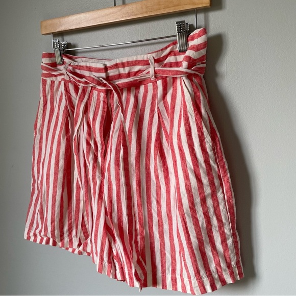 Boden 100% Linen striped Pink and White Women's Shorts Size 6 - Picture 3 of 7